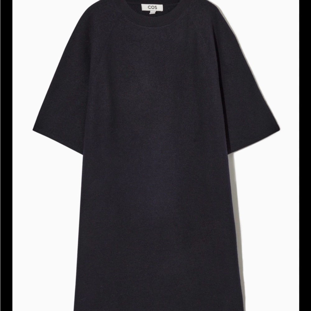 COS NWT Oversized Wool T Shirt Dress Navy Blue XS Minimalist Capsule Wardrobe